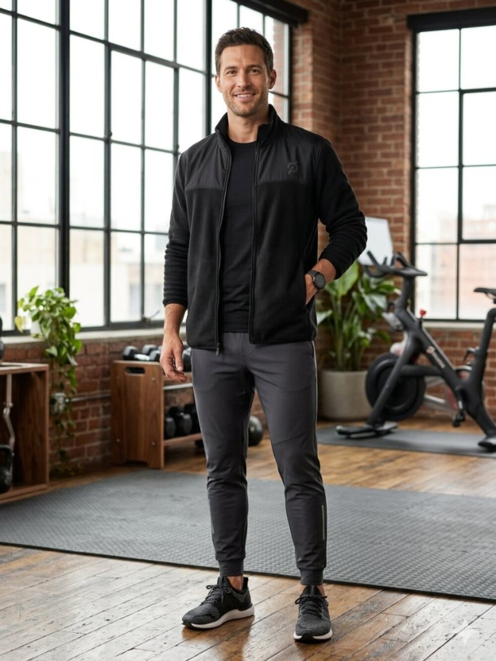 Peloton Jacket Fleece Mock Neck Men's Size Large Black MT0003 Full Zip Athlete